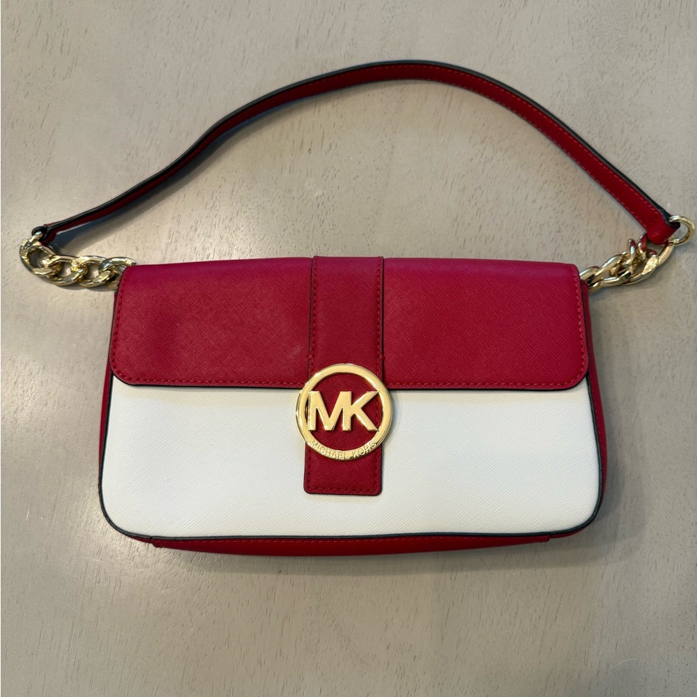 Michael Kors Red and White Shoulder Bag
